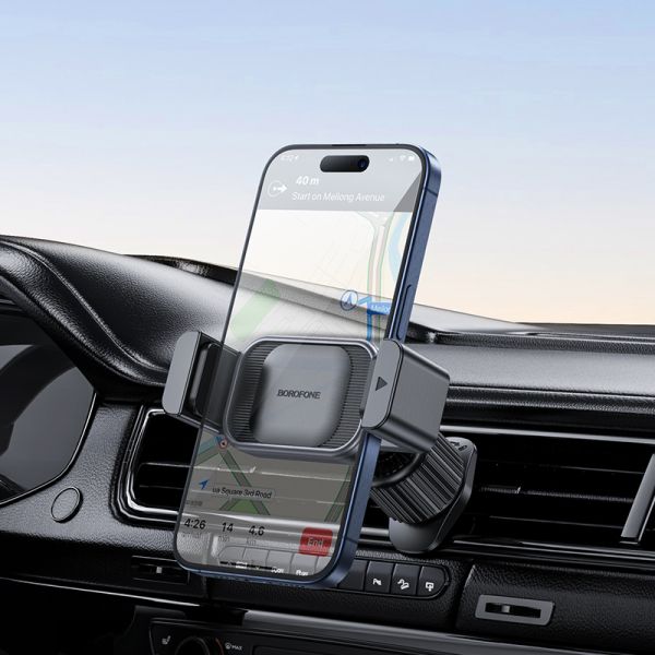 BOROFONE BH106 Ascend pull clip car holder(air outlet) - black metal gray