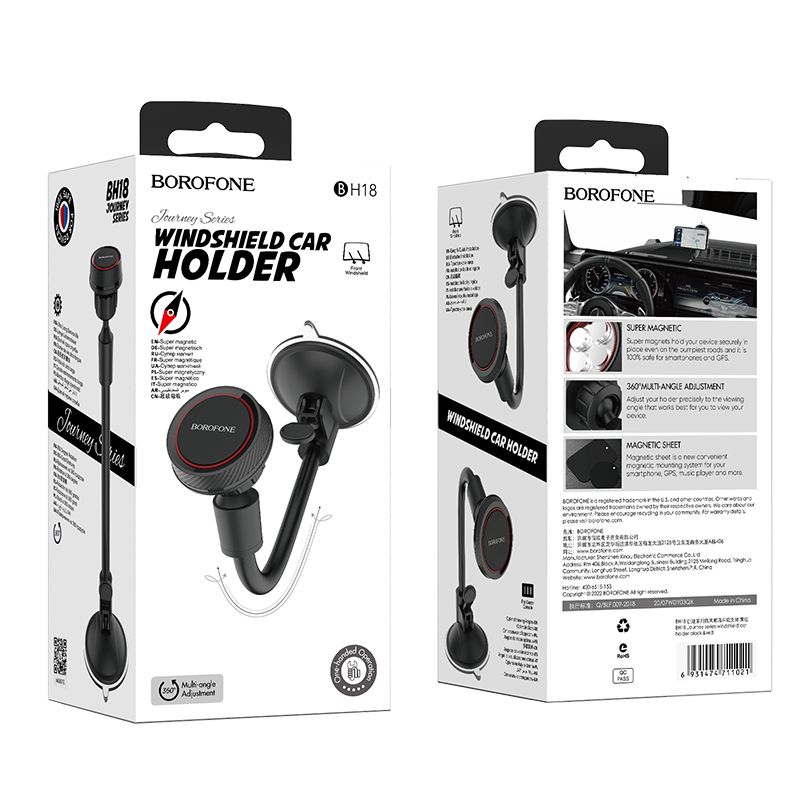 BOROFONE BH18 Journey series windshield car holder - black&red