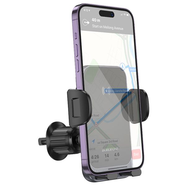 BOROFONE BH220 Leader automatic induction wireless fast charging car holder(air outlet) - black gray