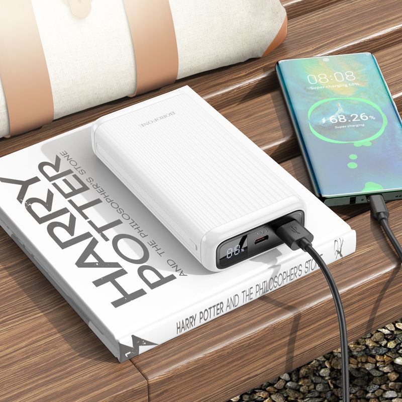 BOROFONE BJ42A Speed of 22.5W+PD20W fully compatible power bank with digital display(20000mAh) - white