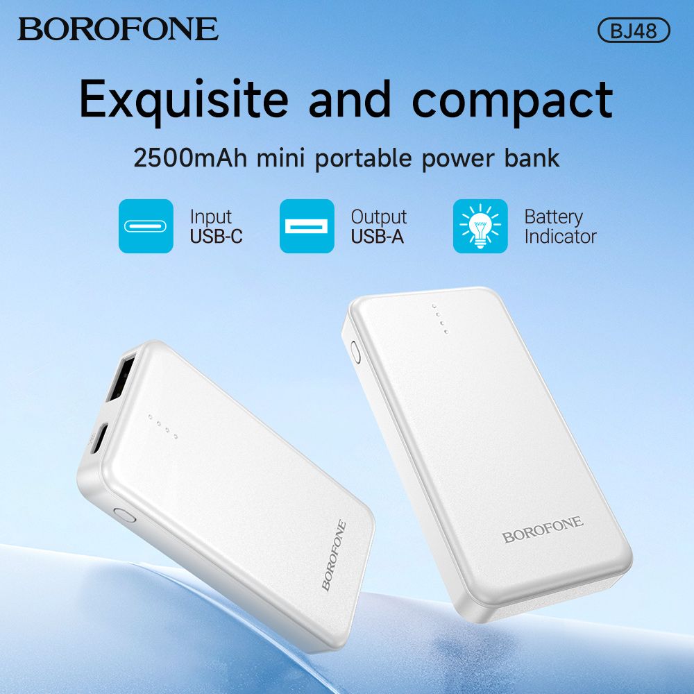 BOROFONE BJ48 mini portable power bank(2500mAh) - white
