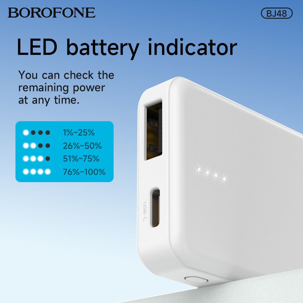 BOROFONE BJ48 mini portable power bank(2500mAh) - white