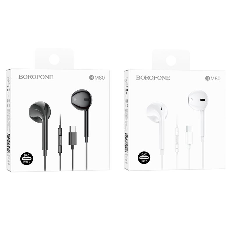 BOROFONE BM80 Magnificent Type-C wire-controlled digital earphones with microphone - white