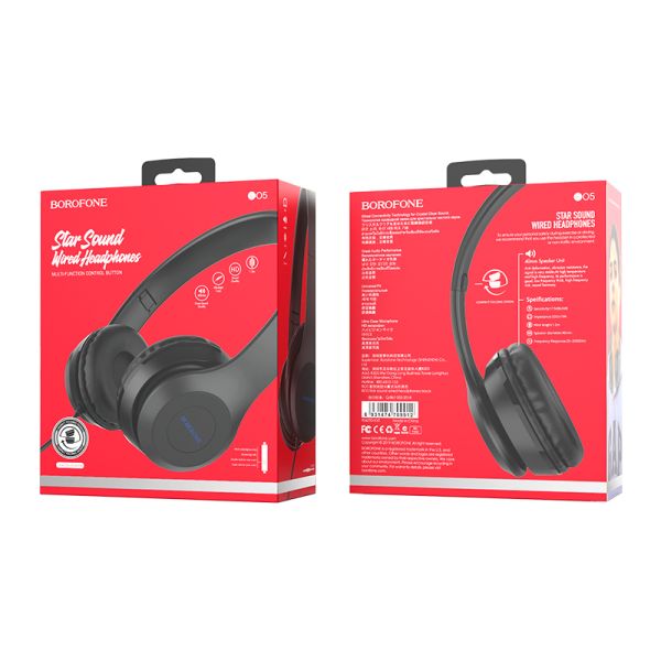 BOROFONE BO5 Star sound wired headphones - black