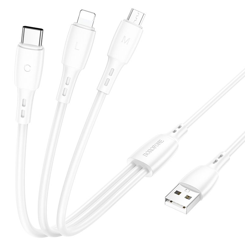 BOROFONE BX71 3-in-1 charging cable(iP+Micro+Type-C) - white