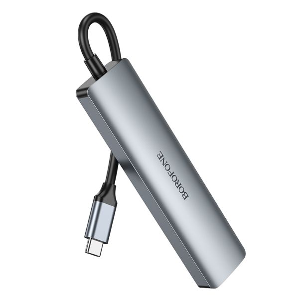BOROFONE DH14 Buddy Type-C 5-in-1 adapter - metal gray
