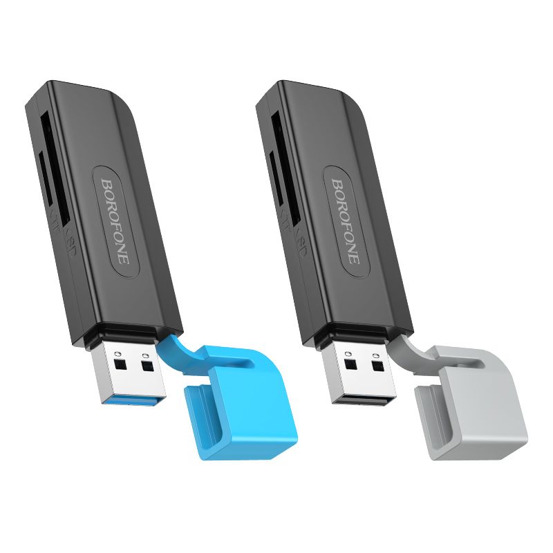 BOROFONE DH9 Wisdom 2-in-1 USB / Type-C 2.0 card reader - black gray