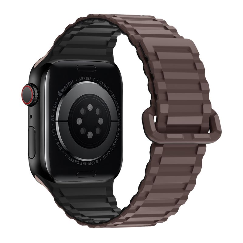 Apple Watch 38 / 40 / 41 / 42mm hoco. iWatch WA06 Flexible series military pattern magnetic silicone strap - coffee black