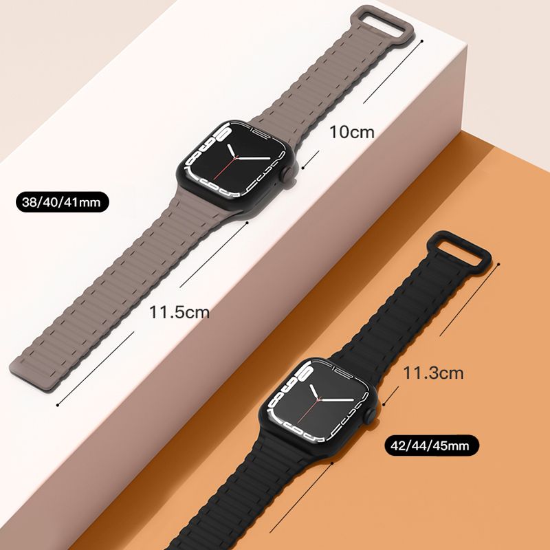 Apple Watch 38 / 40 / 41 / 42mm hoco. iWatch WA06 Flexible series military pattern magnetic silicone strap - coffee black