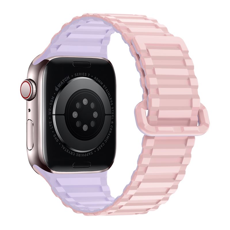 Apple Watch 38 / 40 / 41 / 42mm hoco. iWatch WA06 Flexible series military pattern magnetic silicone strap - pink purple