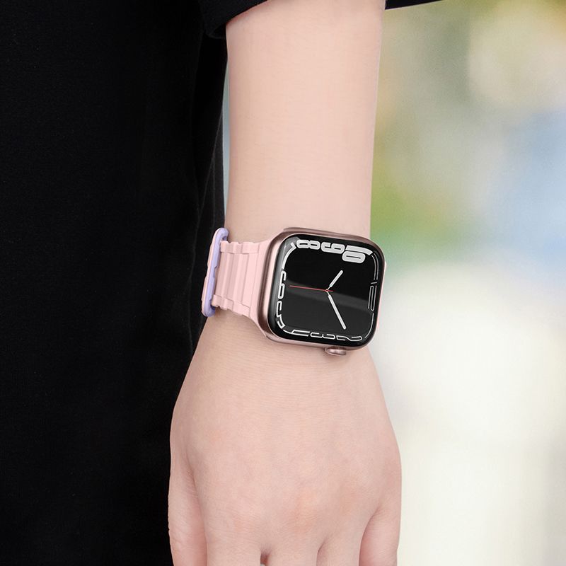 Apple Watch 38 / 40 / 41 / 42mm hoco. iWatch WA06 Flexible series military pattern magnetic silicone strap - pink purple