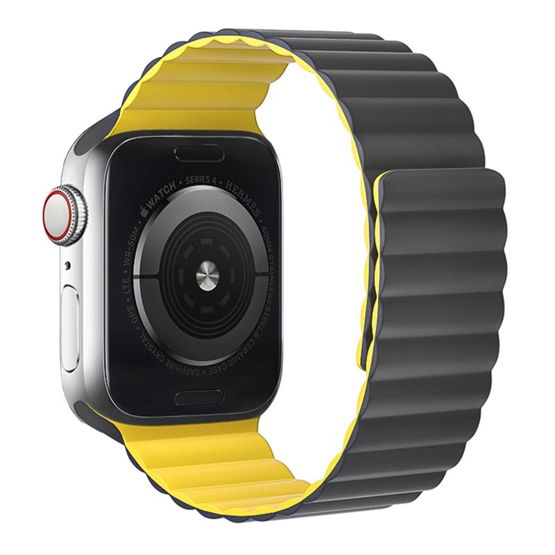 Apple Watch 44 / 45 / 46 / 49mm hoco. iWatch WA07 Flexible series magnetic silicone chain strap - gray yellow