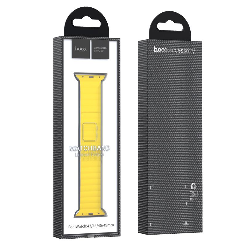 Apple Watch 44 / 45 / 46 / 49mm hoco. iWatch WA07 Flexible series magnetic silicone chain strap - gray yellow