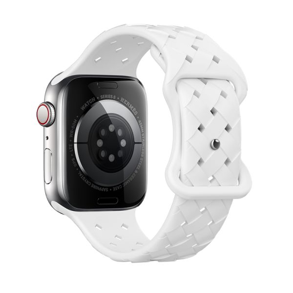 Apple Watch 44 / 45 / 46 / 49mm hoco. iWatch WA16 Flexible series bamboo pattern solid color silicone strap - white
