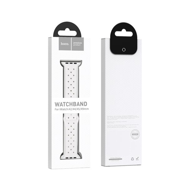 Apple Watch 44 / 45 / 46 / 49mm hoco. iWatch WA16 Flexible series bamboo pattern solid color silicone strap - white