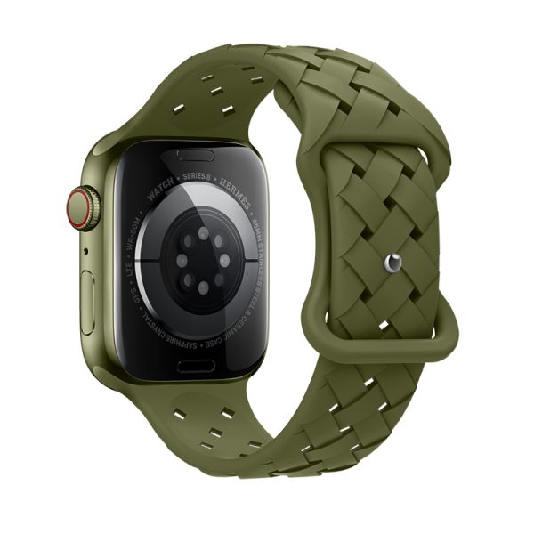 Apple Watch 38 / 40 / 41 / 42mm hoco. iWatch WA16 Flexible series bamboo pattern solid color silicone strap - olive green