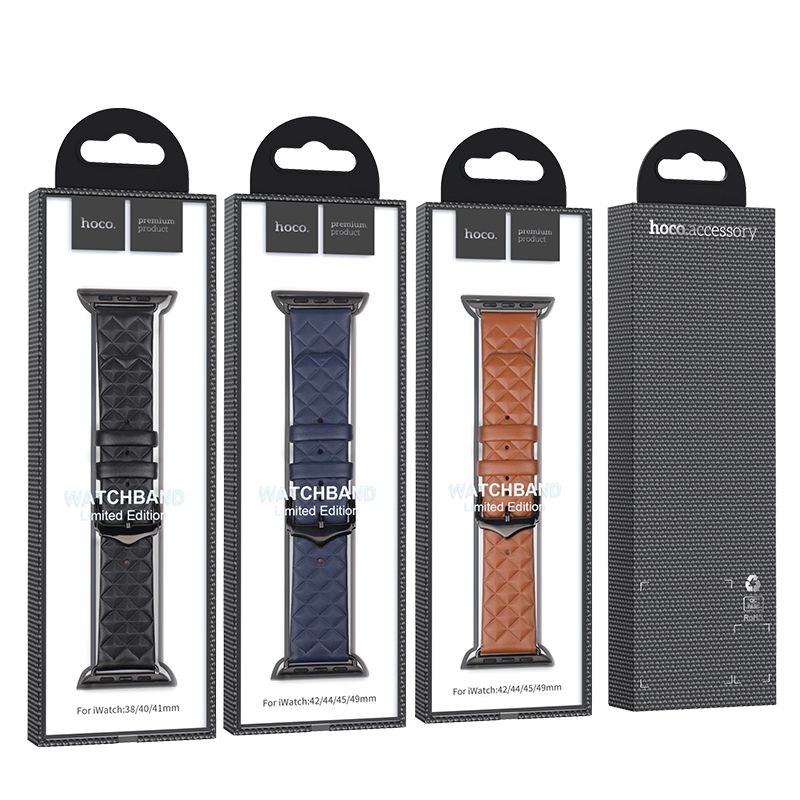 Apple Watch 38 / 40 / 41 / 42mm hoco. iWatch WA18 Elegant series leather strap - midnight blue
