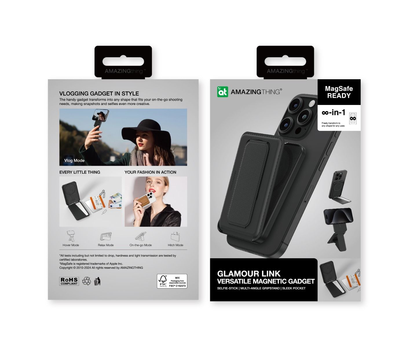 AMAZINGTHING Travel Mag Fold Pro Glamour Link (MagSafe Compatible) - Black