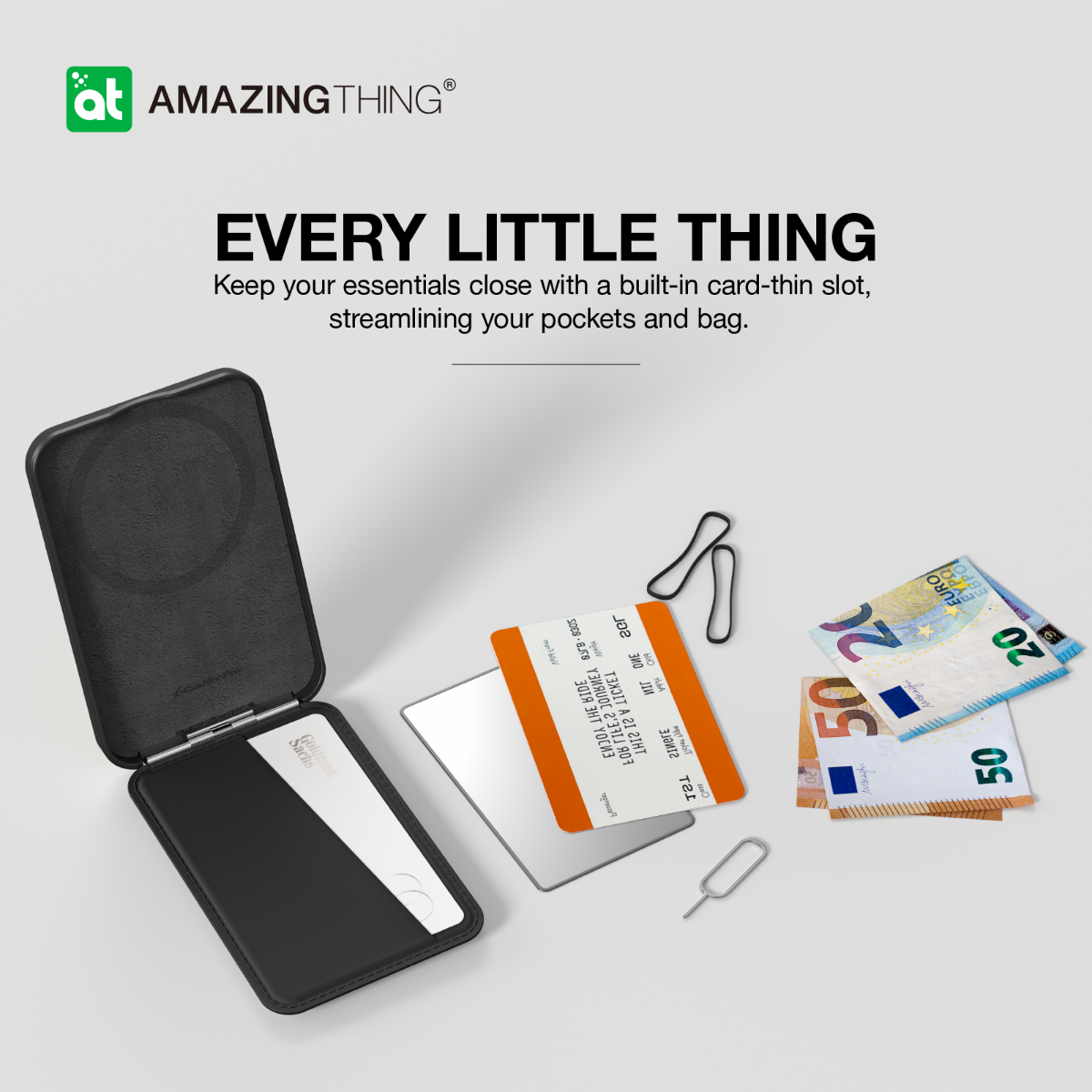 AMAZINGTHING Travel Mag Fold Pro Glamour Link (MagSafe Compatible) - Black