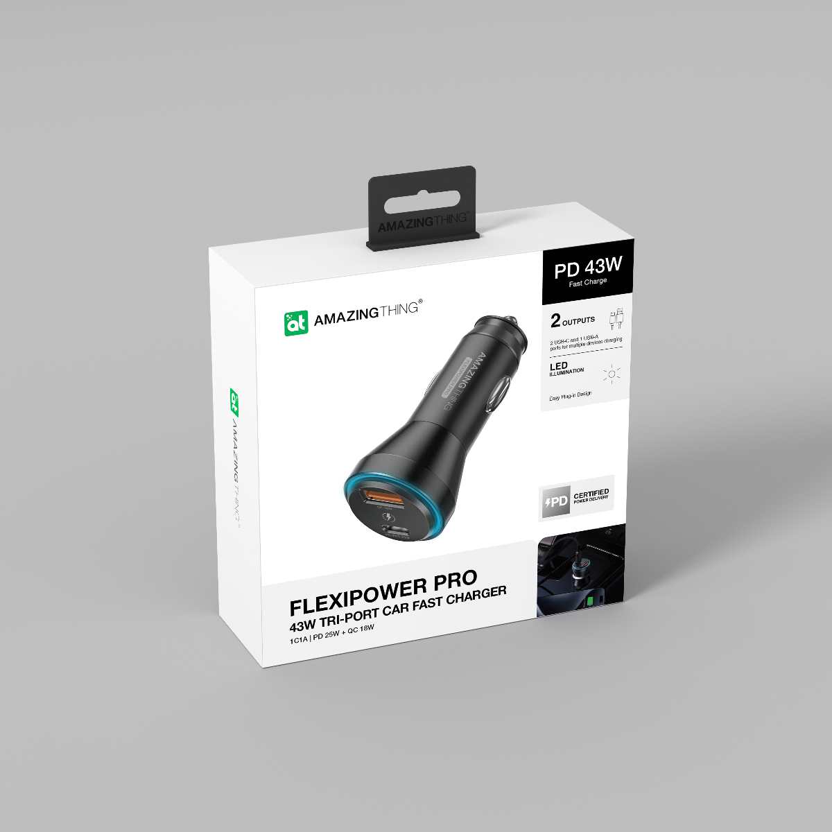 AMAZINGTHING FlexiPower Pro PD43W Car Charger - Black