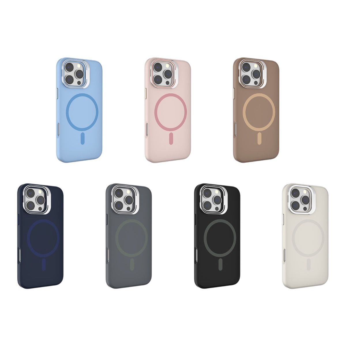 iPhone 16 Plus BLACKTECH Y2 Liquid Silicone With Camera Stand (MagSafe Compatible) - White