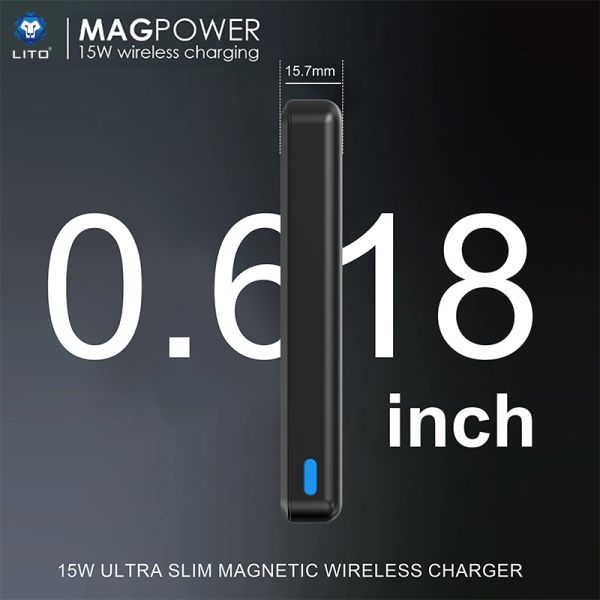 LITO LP08 10000mAh 15W Ultra Thin 5in1 Mag Power Bank (MagSafe Compatible) - Black