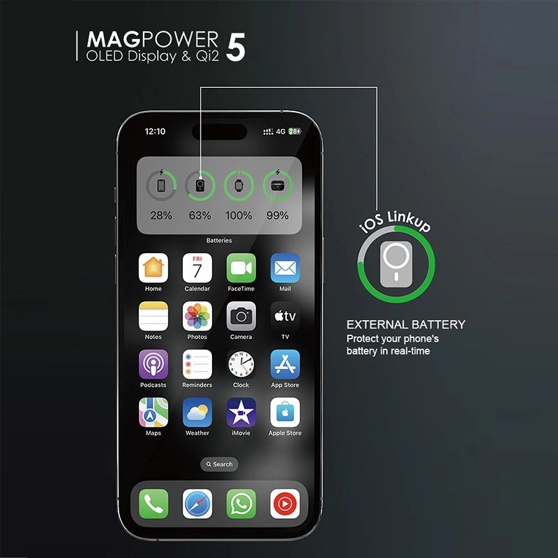 LITO LP03 5000mAh Qi2 15W Ultra AI 5in1 Mag (MagSafe Compatible) - Mirror Silver
