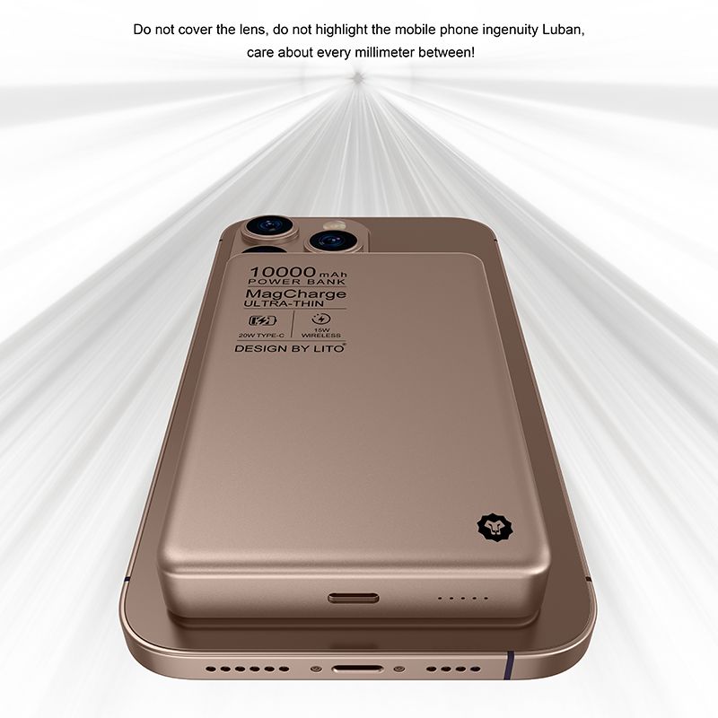 LITO LP01 10000mAh Ultra Thin Aluminum alloy material Mag Power Bank (MagSafe Compatible) - Bronze