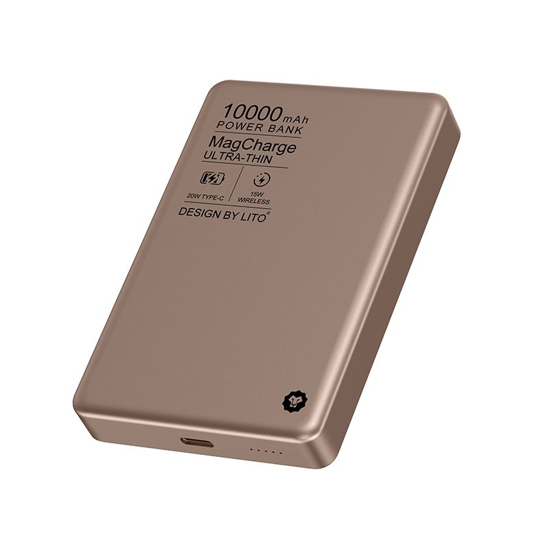 LITO LP01 10000mAh Ultra Thin Aluminum alloy material Mag Power Bank (MagSafe Compatible) - Bronze