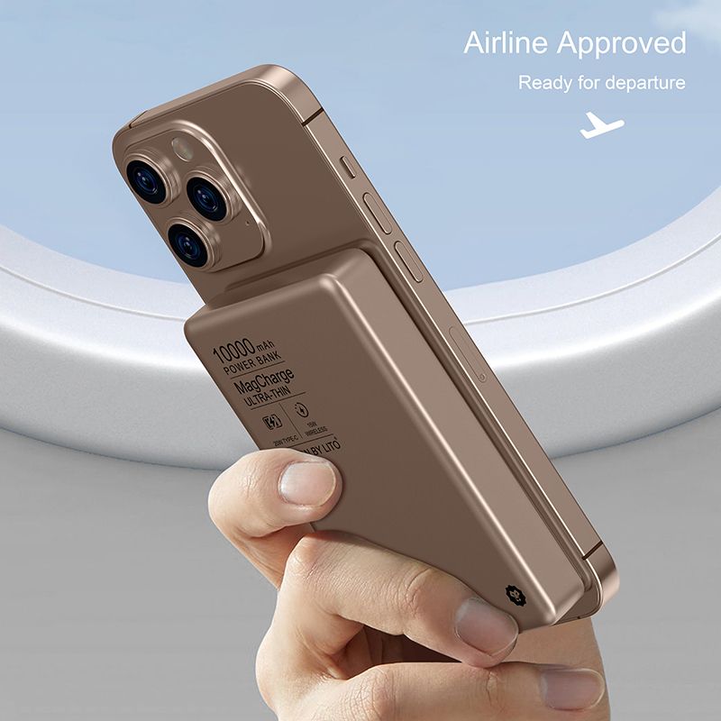 LITO LP01 10000mAh Ultra Thin Aluminum alloy material Mag Power Bank (MagSafe Compatible) - Bronze