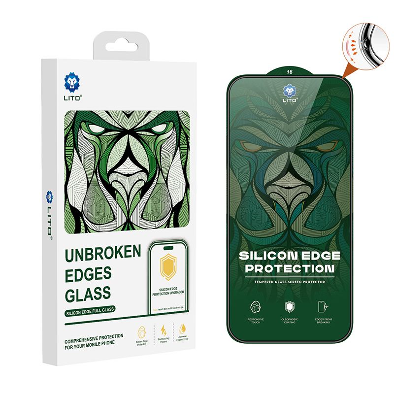 iPhone 13 / 13 Pro / 14 / 16e LITO LDG019 D Ultra Silicone Edge Clear Full Glass - Clear