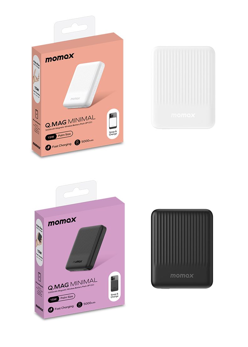 Momax Q.Mag Minimal 5000mAh Mag Wireless Battery (MagSafe Compatible) - Black