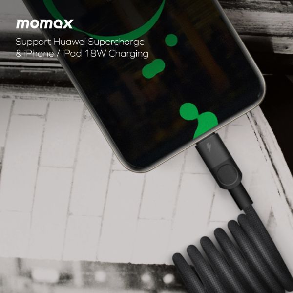 Momax Mag.Link Magnetic USB-A to USB-C cable 66w - Black