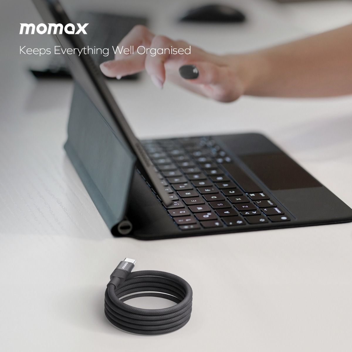 Momax Mag.Link Magnetic USB-A to USB-C cable 66w - Black