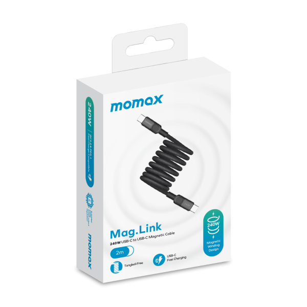 Momax ag.Link Magnetic USB-C to USB-C cable 240w 2M - Black