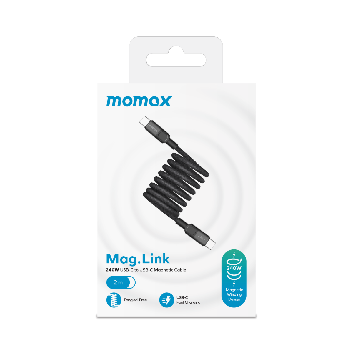 Momax ag.Link Magnetic USB-C to USB-C cable 240w 2M - Black