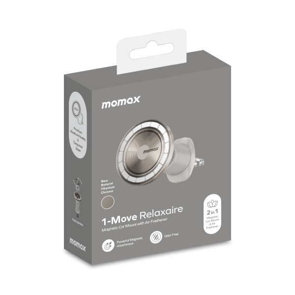 Momax 1-move Relaxaire Mag car mount with Air Freshener (MagSafe Compatible) - Titanium