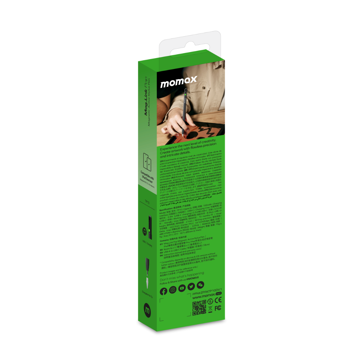 Momax Mag.Link Pop Magnetic Active Stylus Pen - Black