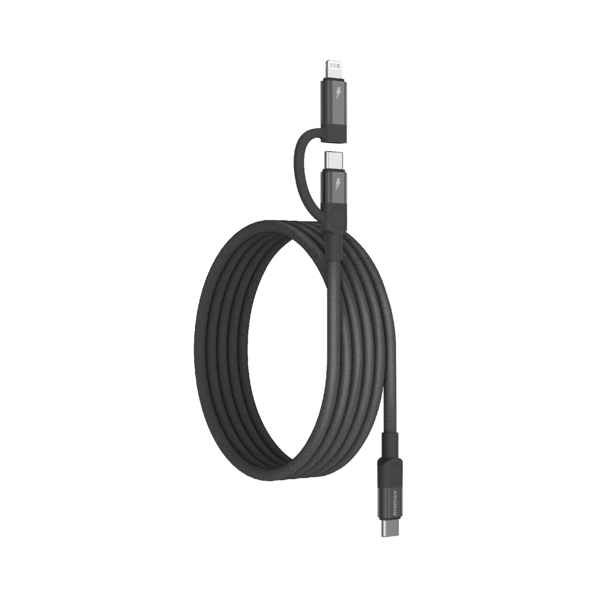 Momax Mag.Link Duo Magnetic USB-C to USB-C & Lightning Cable 60W - 1m-black