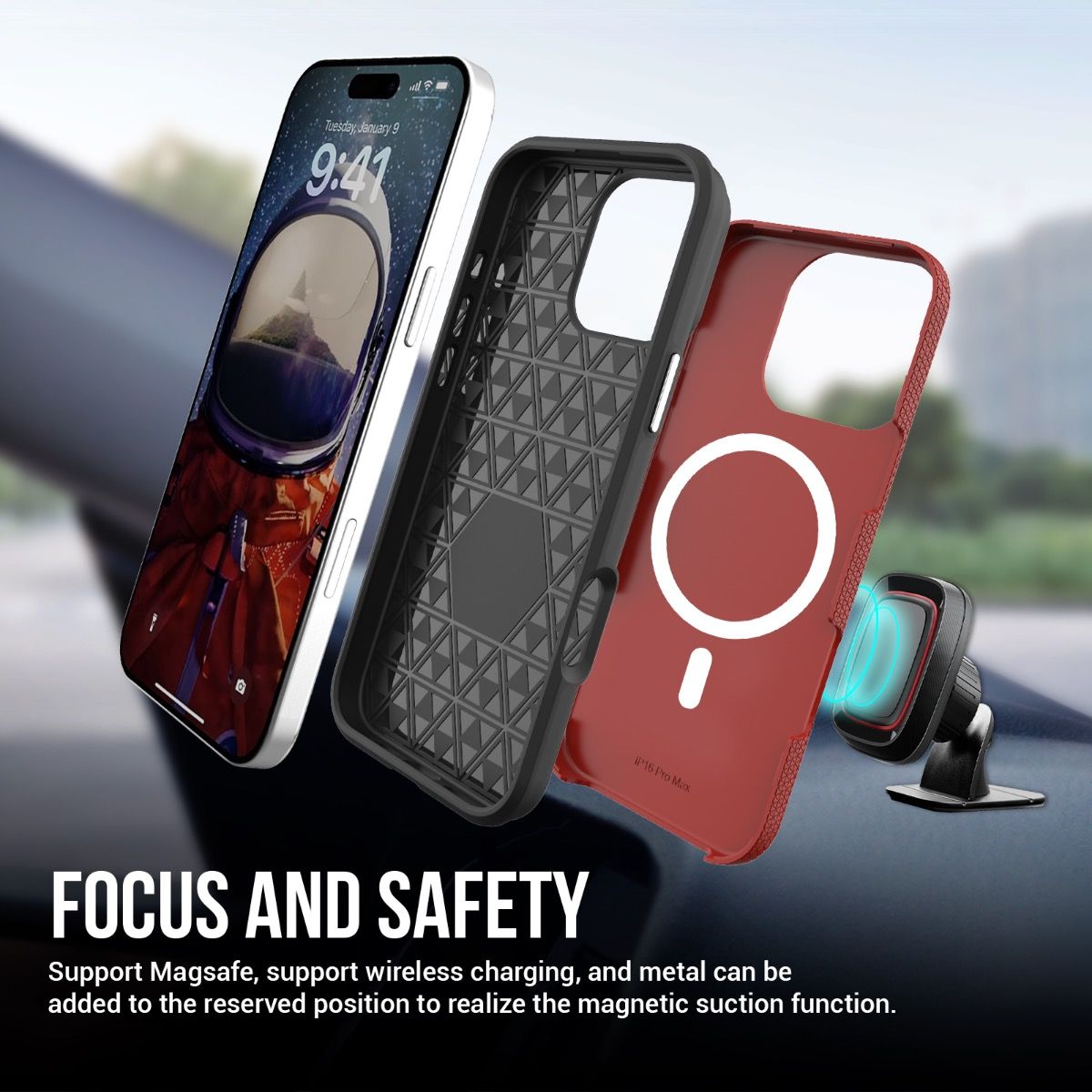 Samsung Galaxy S24 Plus / S25 Plus BLACKTECH Triangle Armor (MagSafe Compatible) - Red