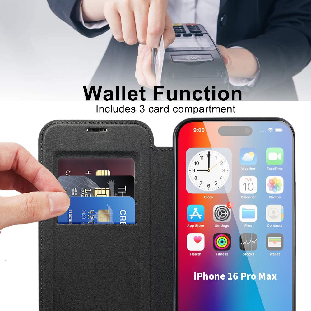 *Priority reserve-Ships early Sep*iPhone 17 Air BLACKTECH Leather Lux (Magnetic Compatible) - Black