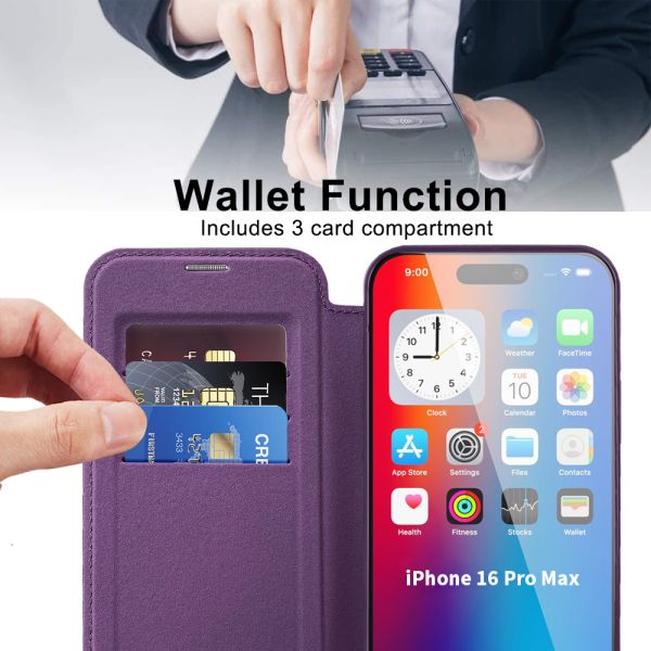 iPhone 16e BLACKTECH Leather Lux (Magnetic Compatible) - Purple