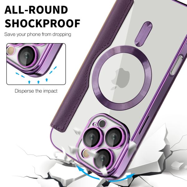 iPhone 16e BLACKTECH Leather Lux (Magnetic Compatible) - Purple