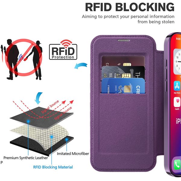 iPhone 16e BLACKTECH Leather Lux (Magnetic Compatible) - Purple