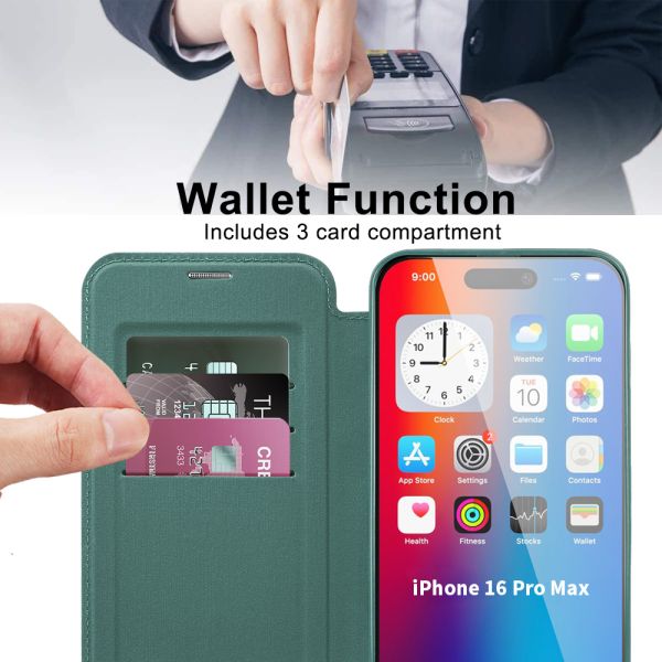 iPhone 16e BLACKTECH Leather Lux (Magnetic Compatible) - Green