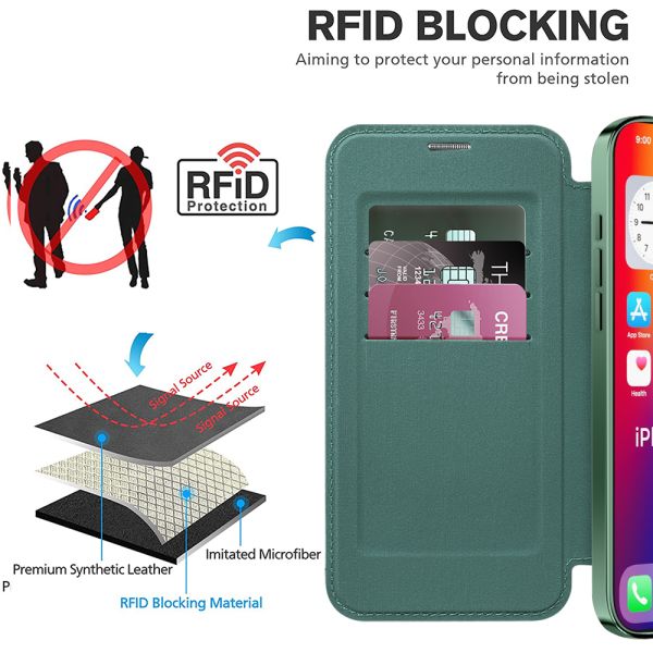 iPhone 16e BLACKTECH Leather Lux (Magnetic Compatible) - Green