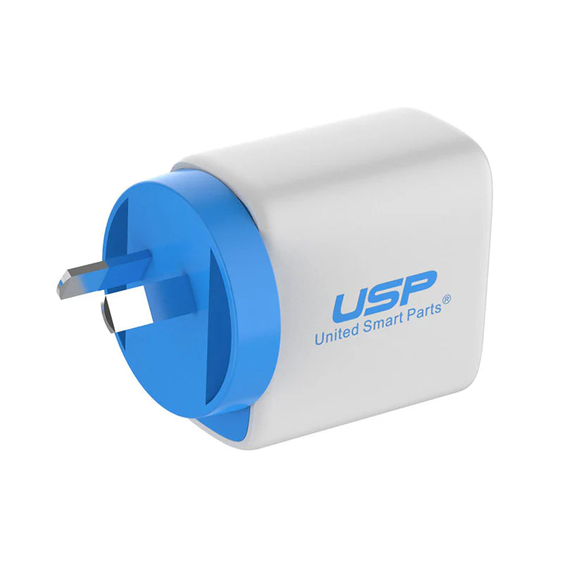 Universal 30W USB A + TYPE C PD Fast Wall Charger with 1M USB-C to Lightning White Cable USP