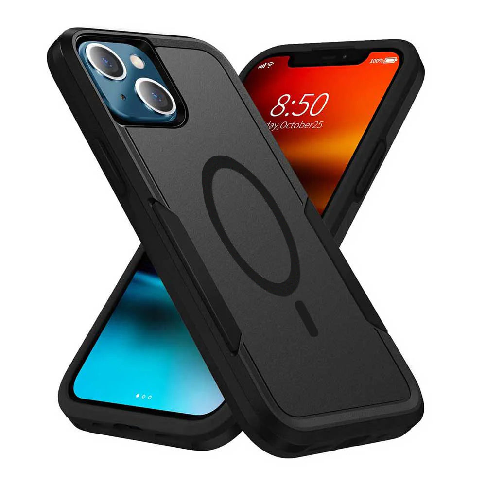 Phonix Case For iPhone 15 Black Armor Light Case Compatible With Magnetic