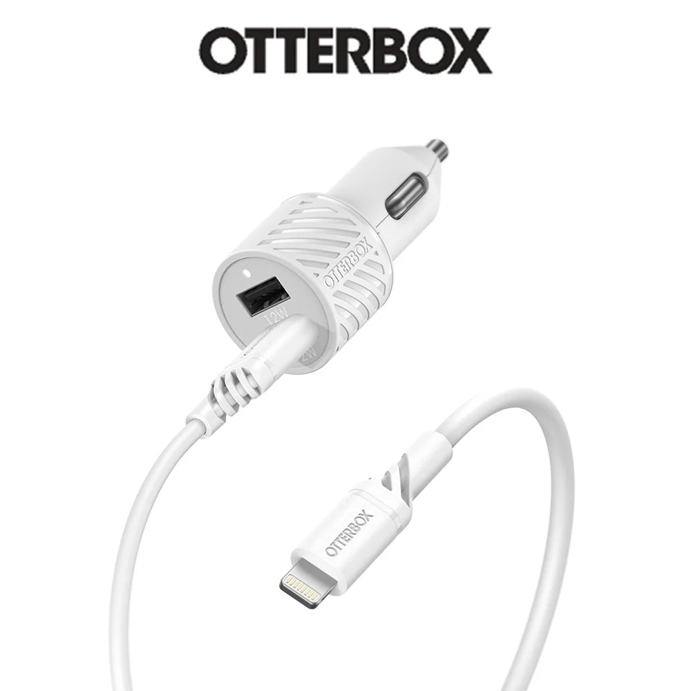 Universal Ciggratte Port USB-A Dual Port Car Charging Kit With 1M MFI Lightning cable Otterbox (78-52698)