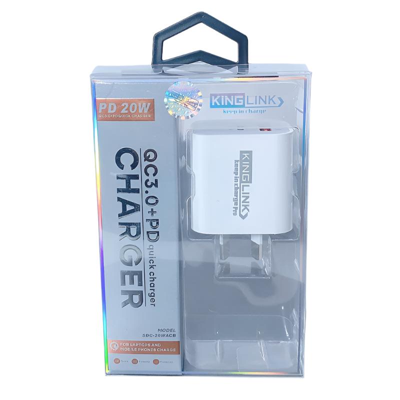 Kinglink PD 20W Quick Charger Pro SDC20WACB Dual USB-A & USB-C Port Fast Charger